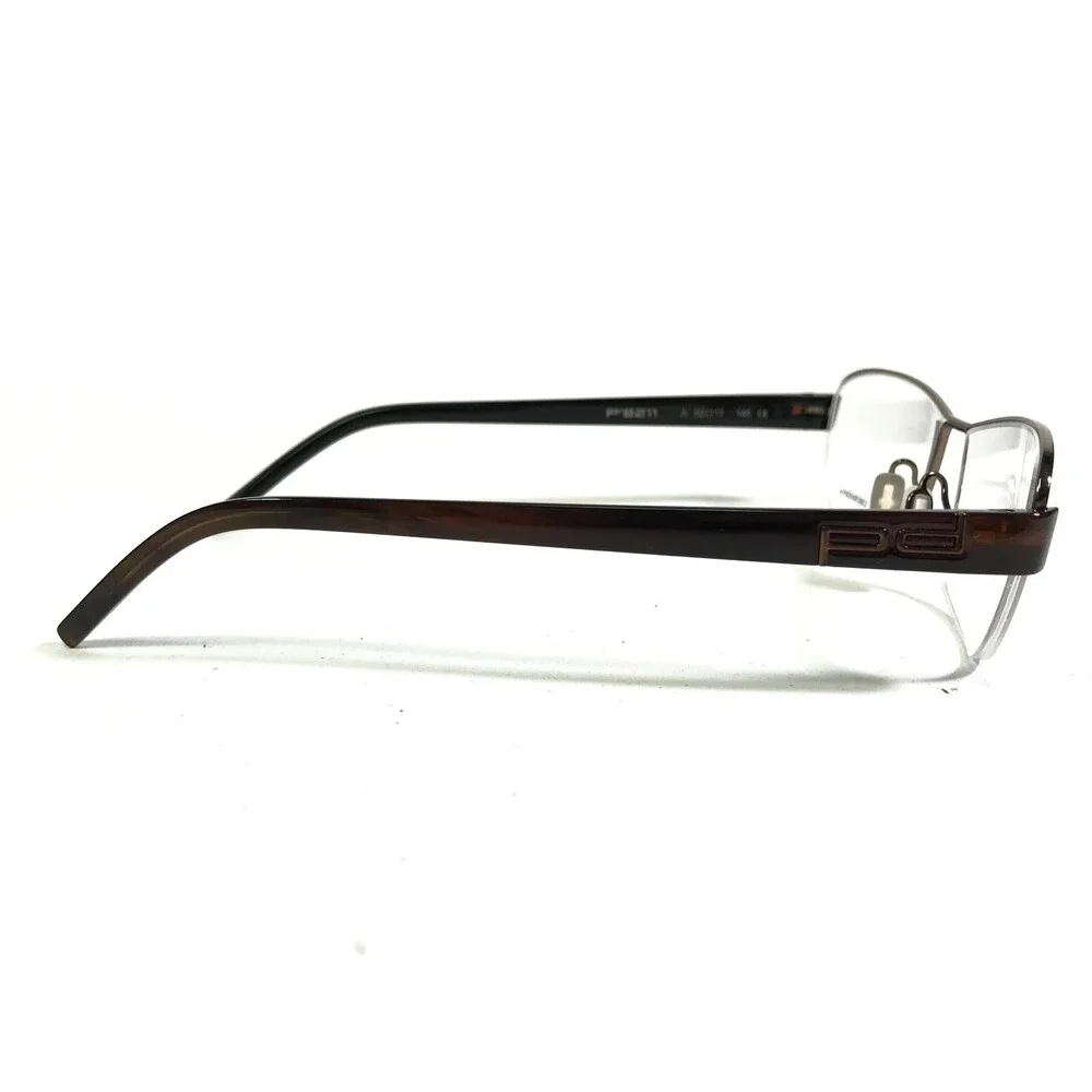 Porsche Design Eyeglasses Frames P8211 A Brown Rectangular Half Rim 52-17-140